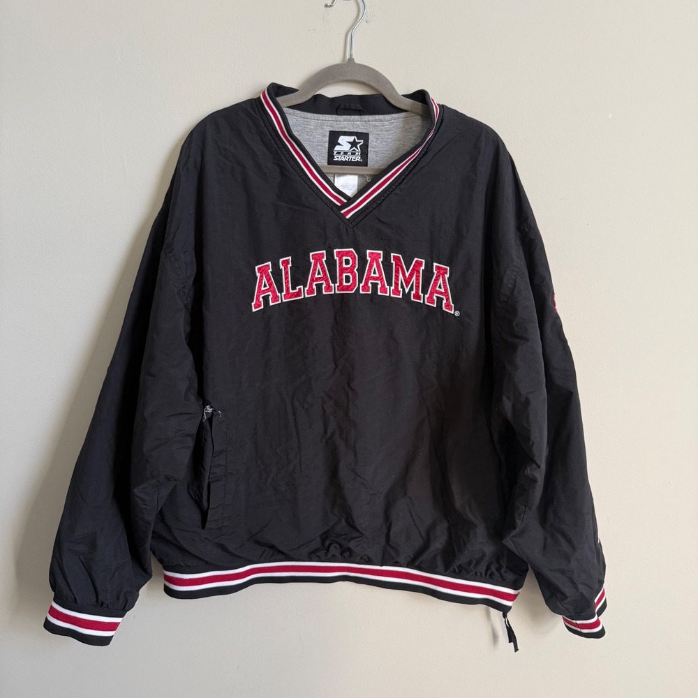Vintage Alabama Starter Pullover Windbreaker Jacket XL Black Crimson Tide NCAA